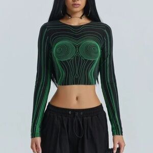 The Kript cropped top black/green size Small